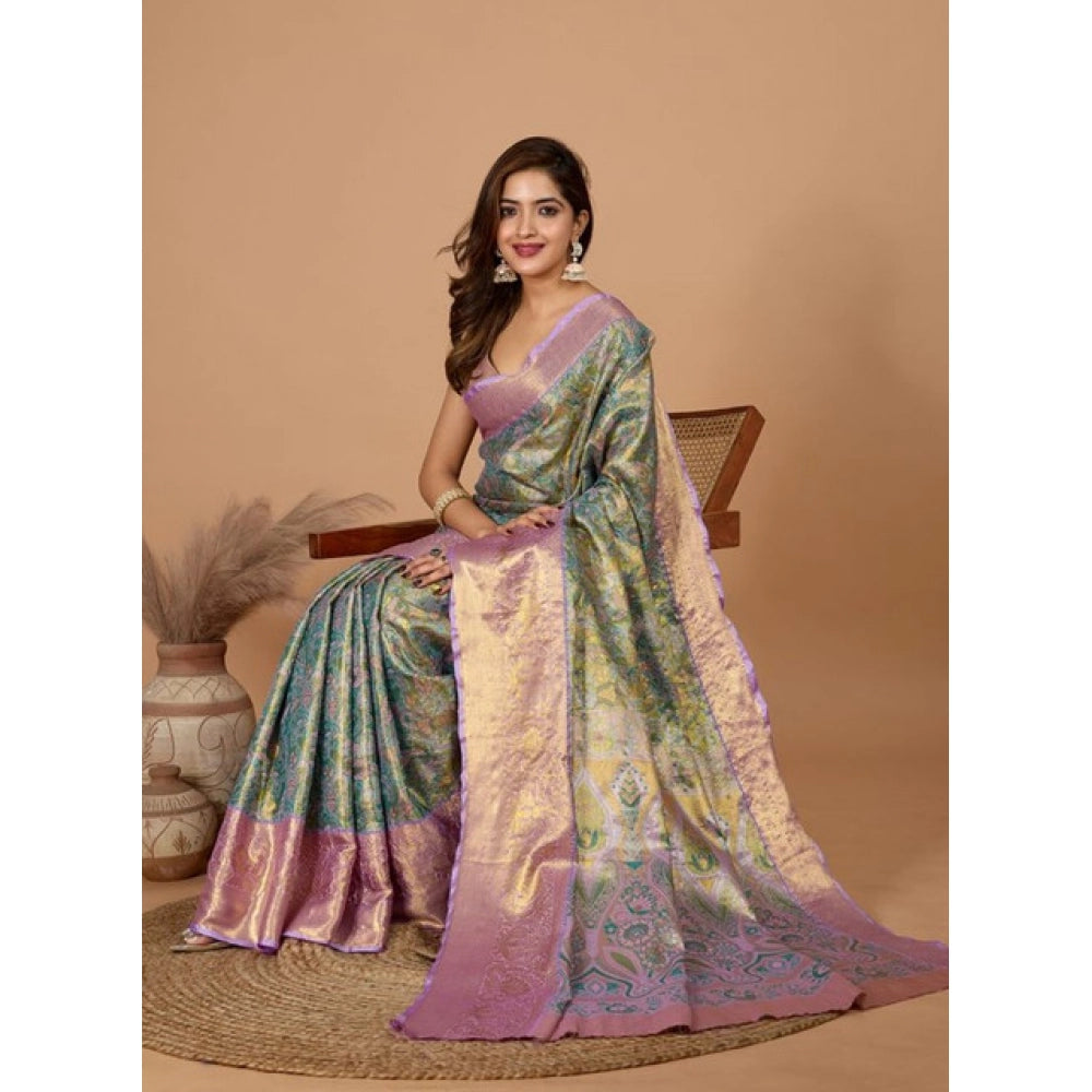 Amfyn Women's Jacquard Saree With Unstitched Blouse 5.5Mtr (Multicolor)
