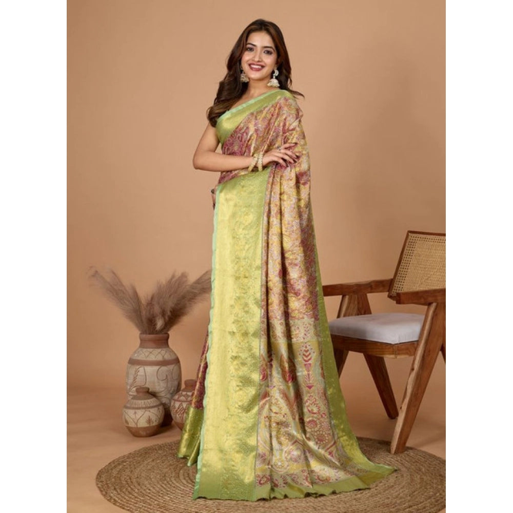Amfyn Women's Jacquard Saree With Unstitched Blouse 5.5Mtr (Multicolor)