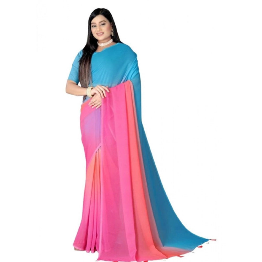 Amfyn Women's Georgette Floral Printed Saree With Unstitched Blouse 5.5Mtr (Multicolor)