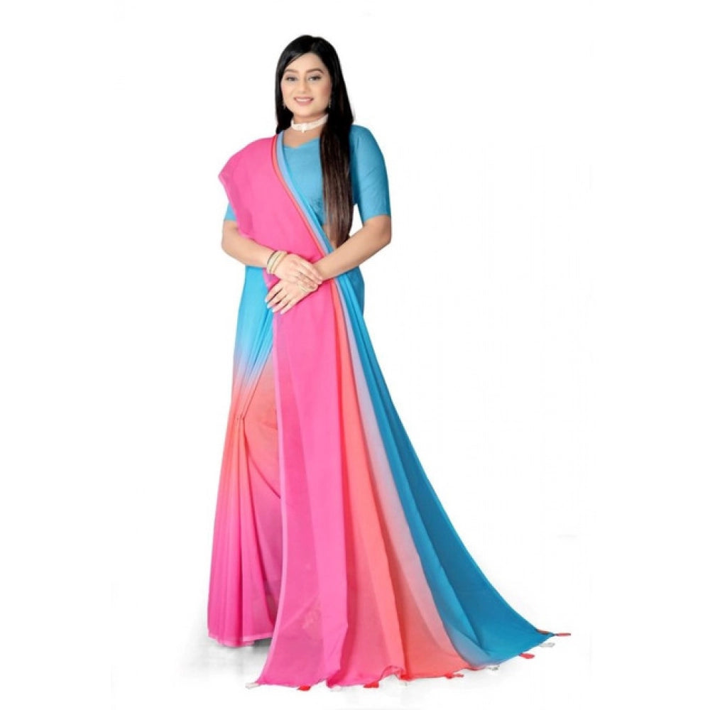 Amfyn Women's Georgette Floral Printed Saree With Unstitched Blouse 5.5Mtr (Multicolor)