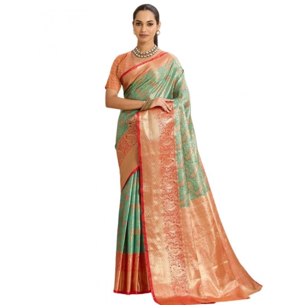 Amfyn Women's Faux_Banarasi_Silk Woven Saree With Unstitched Blouse 5.5Mtr (Green)