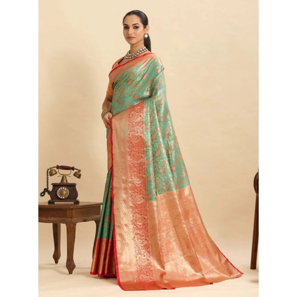 Amfyn Women's Faux_Banarasi_Silk Woven Saree With Unstitched Blouse 5.5Mtr (Green)