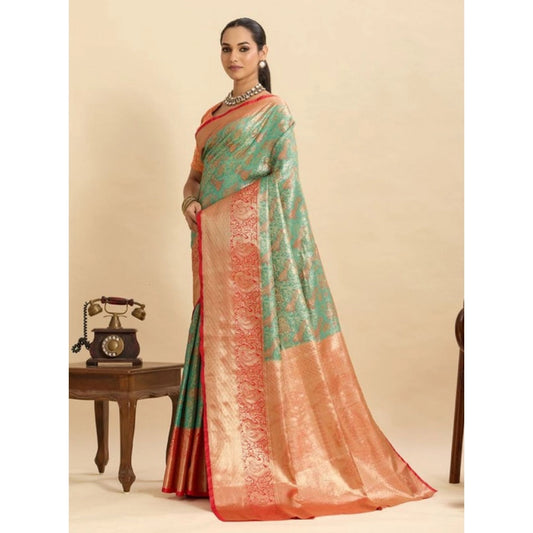 Amfyn Women's Faux_Banarasi_Silk Woven Saree With Unstitched Blouse 5.5Mtr (Green)