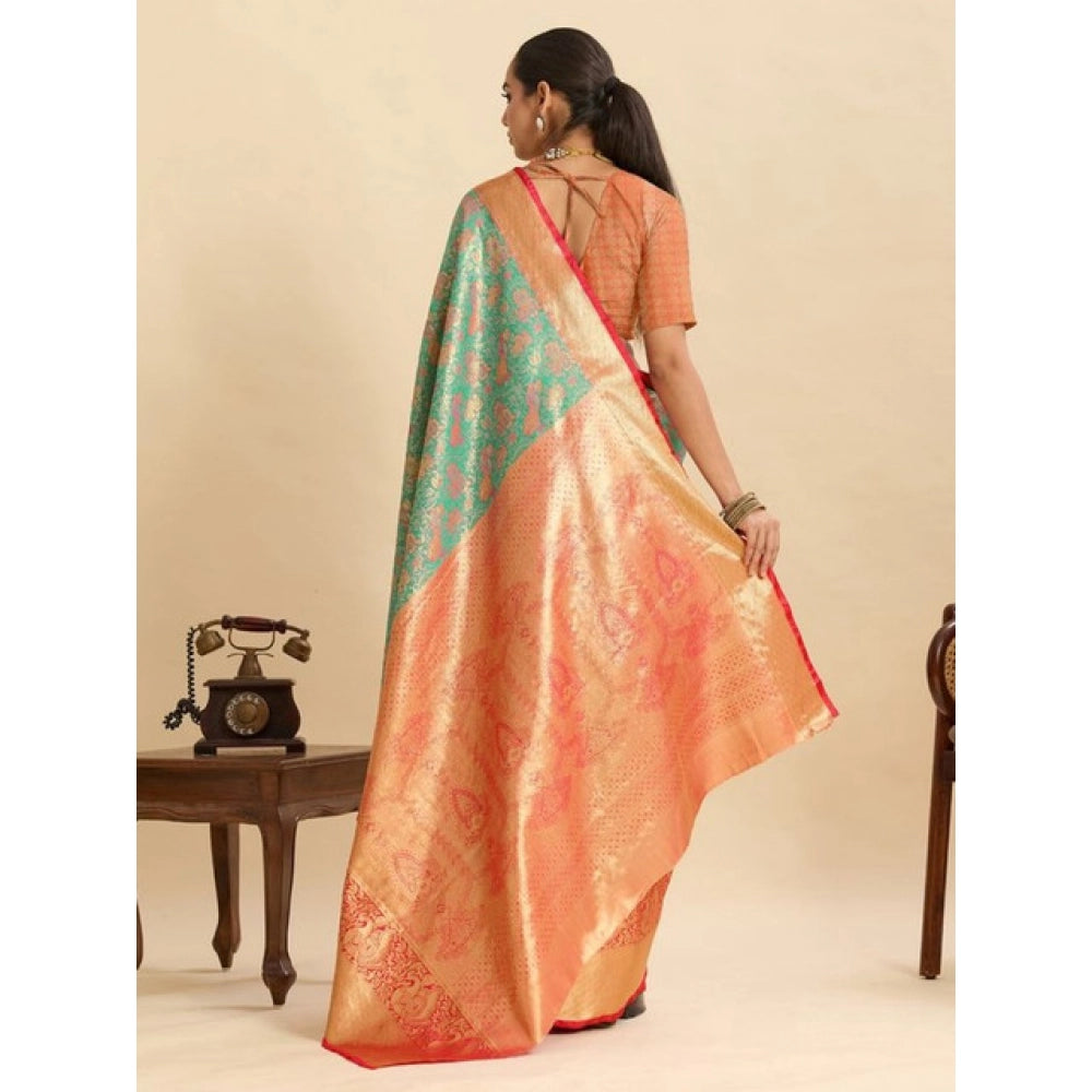 Amfyn Women's Faux_Banarasi_Silk Woven Saree With Unstitched Blouse 5.5Mtr (Green)