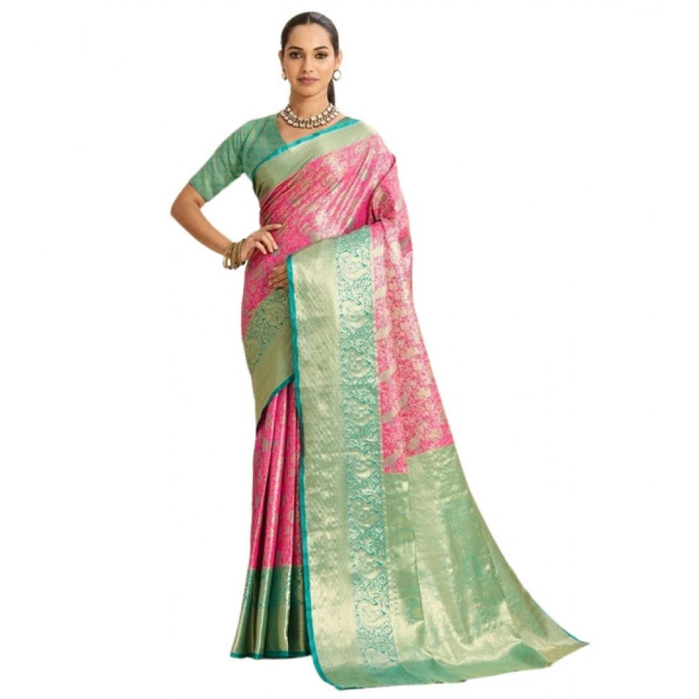 Amfyn Women's Faux_Banarasi_Silk Woven Saree With Unstitched Blouse 5.5Mtr (Pink)