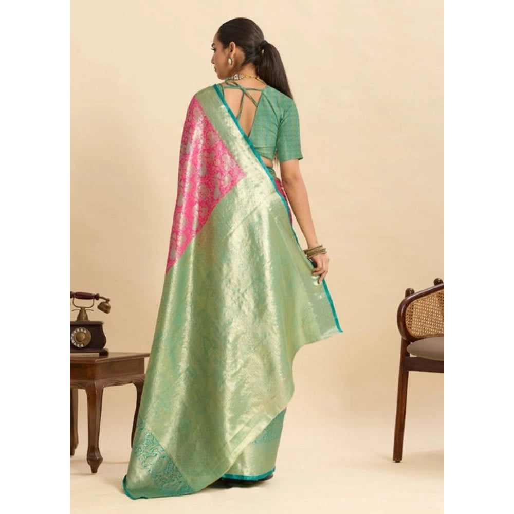 Amfyn Women's Faux_Banarasi_Silk Woven Saree With Unstitched Blouse 5.5Mtr (Pink)