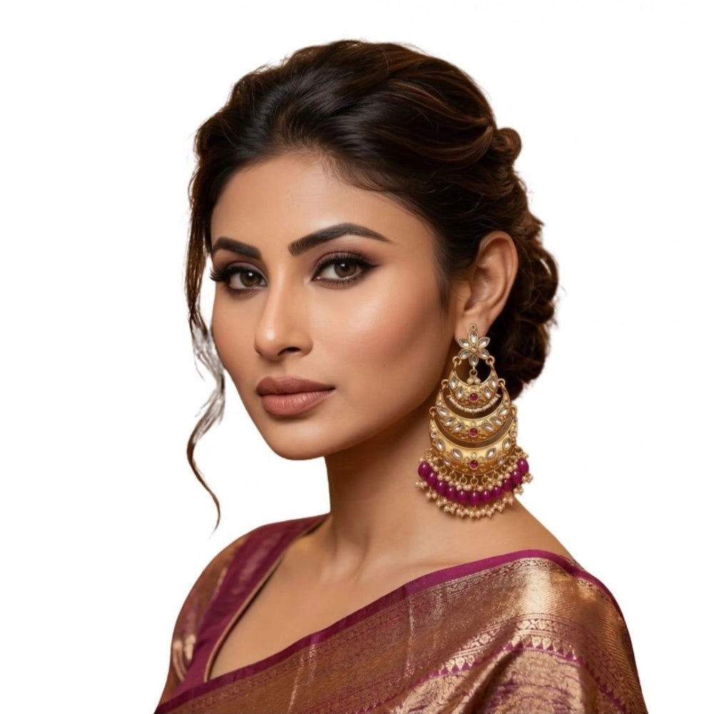 Amfyn Women's Zinc Alloy Gold Plated Chandbali Earrings (Multicolor)