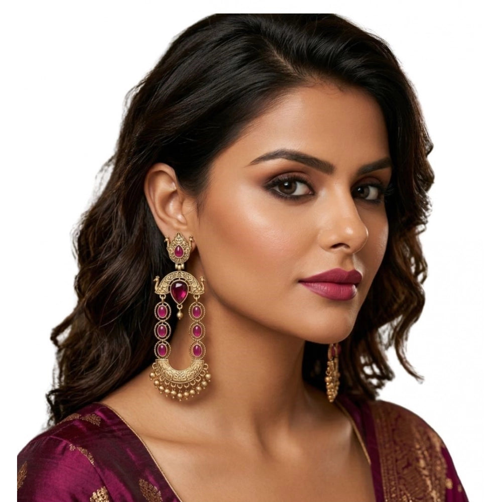 Amfyn Women's Zinc Alloy Gold Plated Chandbali Earrings (Multicolor)