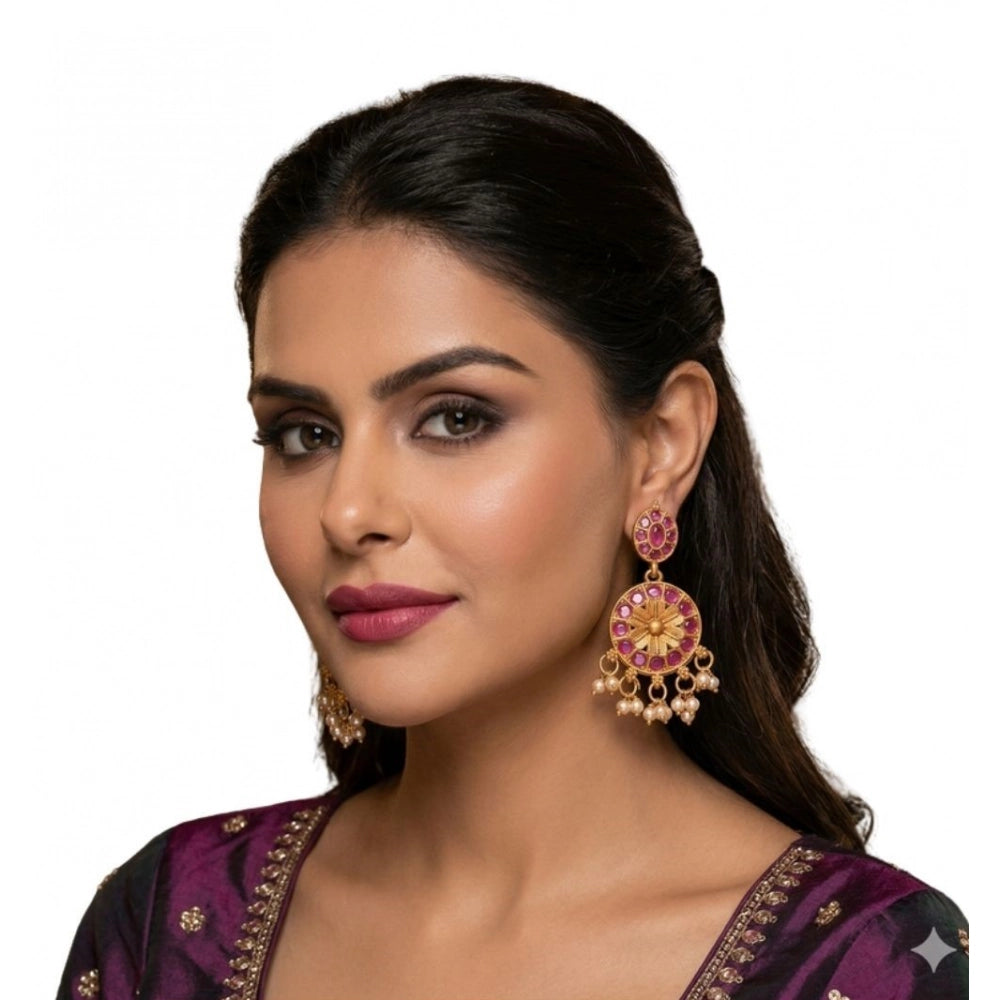 Amfyn Women's Zinc Alloy Gold Plated Chandbali Earrings (Multicolor)