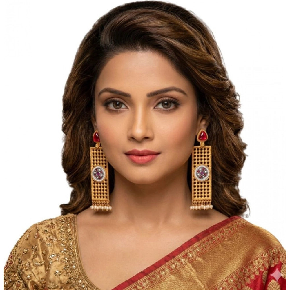 Amfyn Women's Zinc Alloy Gold Plated Dangler Earrings (Multicolor)