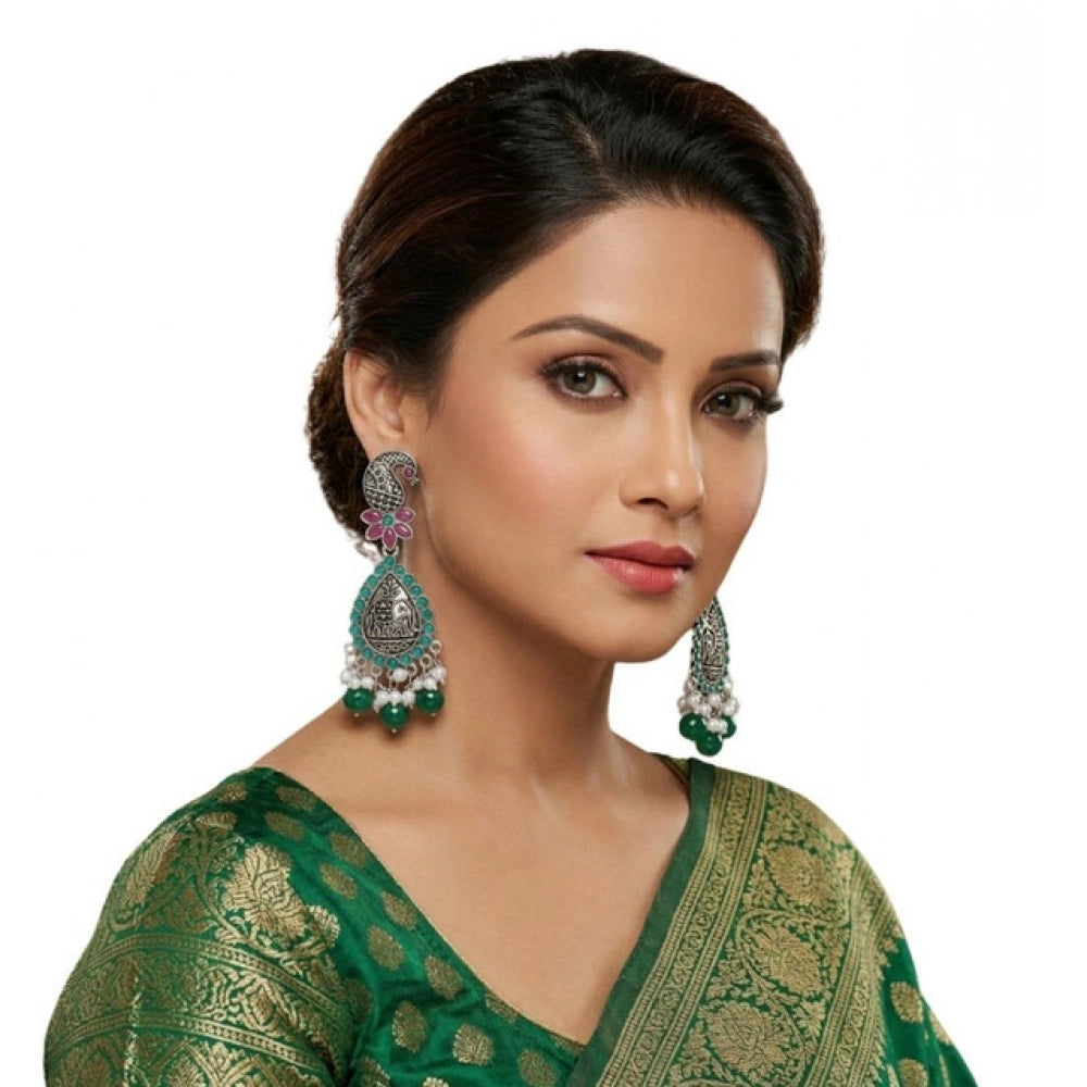 Amfyn Women's Zinc Alloy Gold Plated Chandbali Earrings (Multicolor)