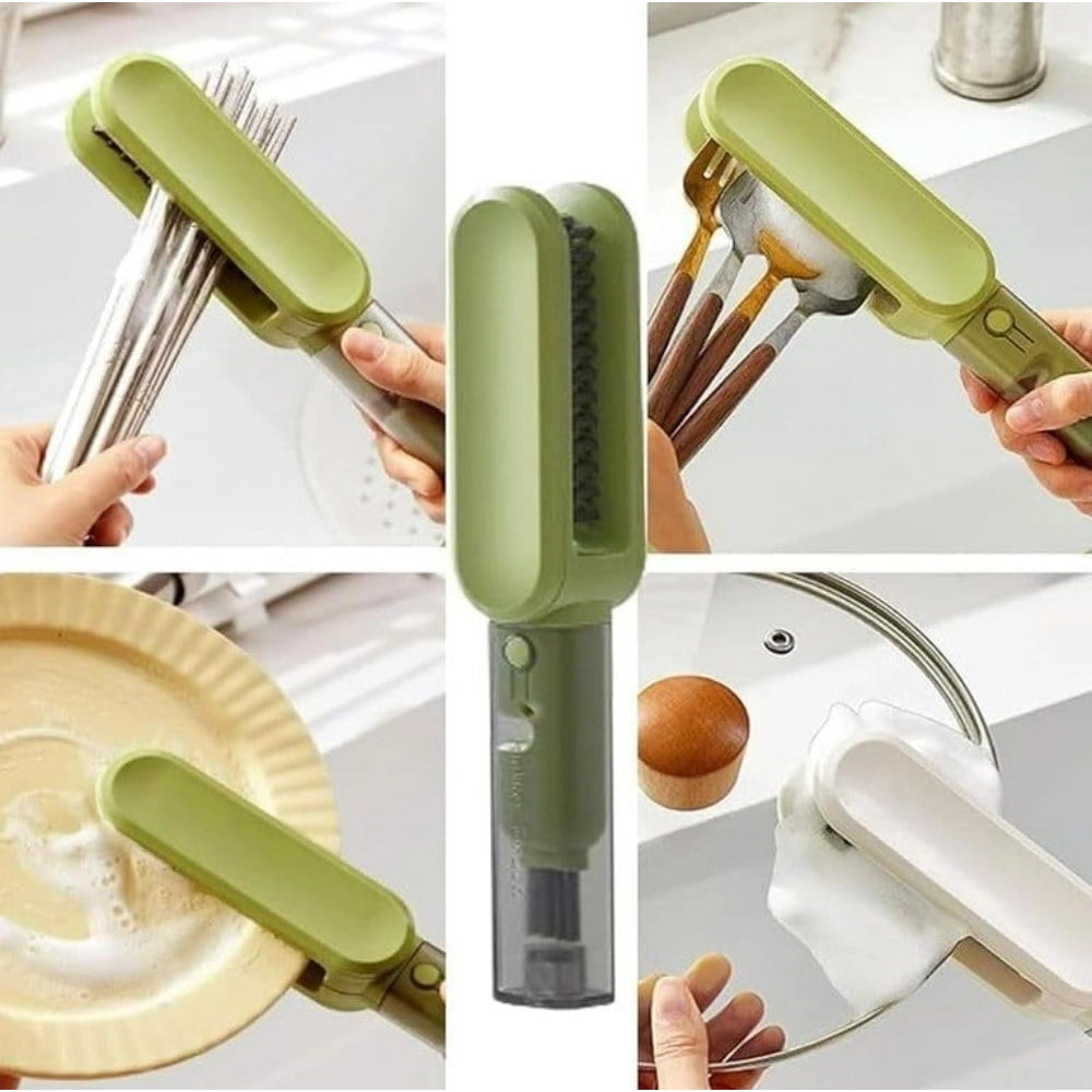 Amfyn Stainless Steel-Plastic Solid Kitchen Knife Cleaner Brush (Green)