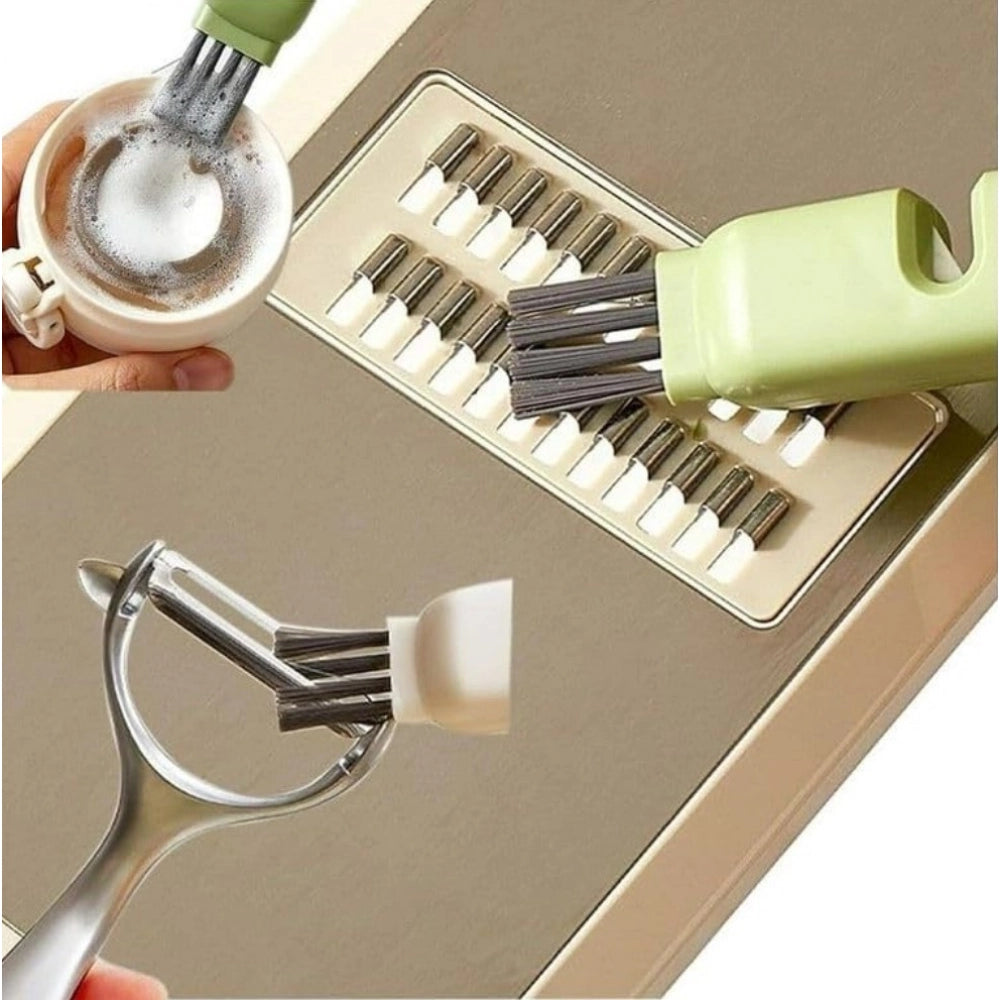 Amfyn Stainless Steel-Plastic Solid Kitchen Knife Cleaner Brush (Green)