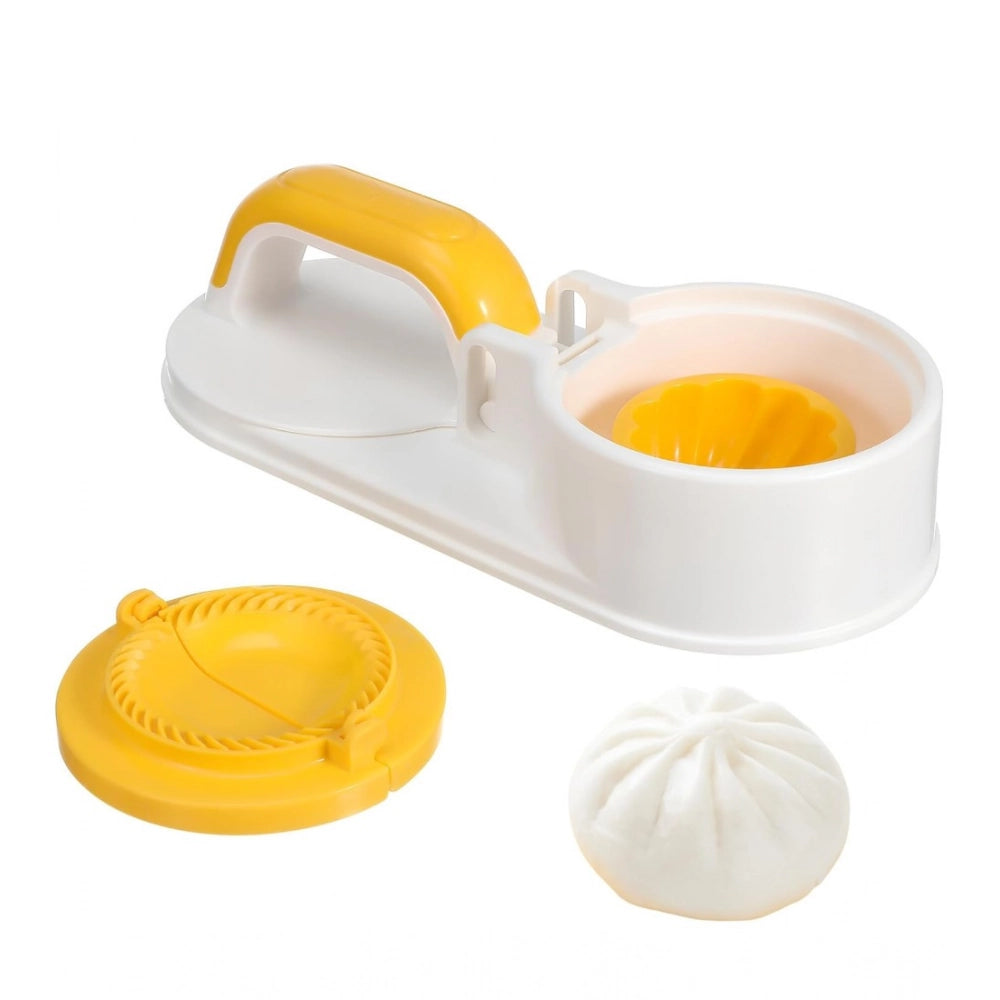Amfyn Plastic Solid Dumpling Maker Mold Press (Yellow-White)