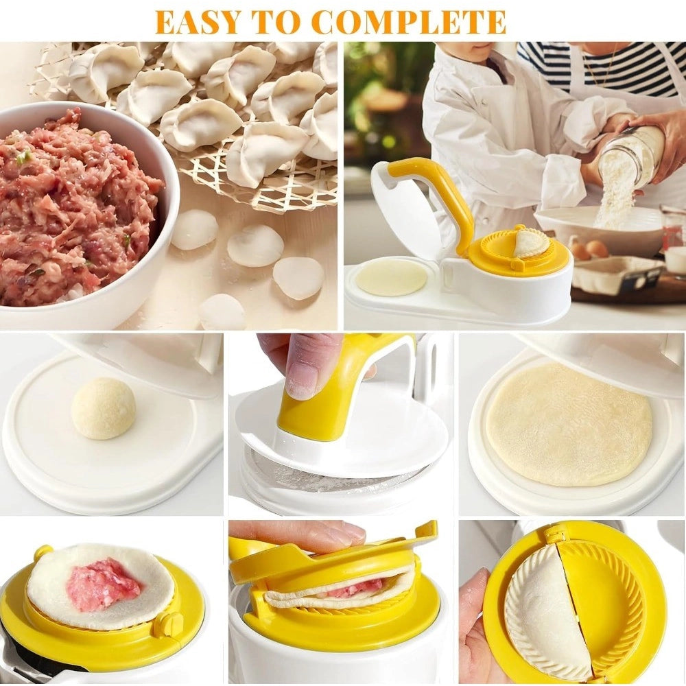 Amfyn Plastic Solid Dumpling Maker Mold Press (Yellow-White)