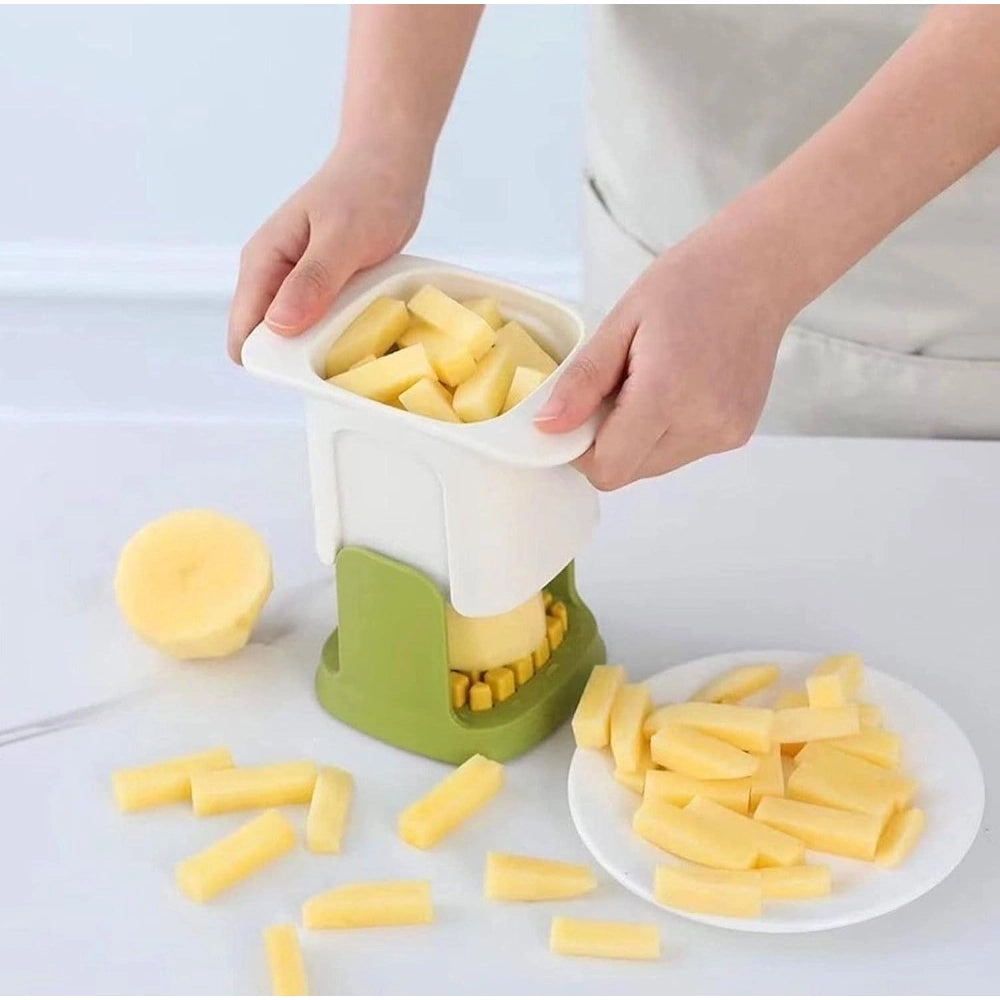 Amfyn ABS Plastic Solid Hand Pressure Vegetable Chopper and Dicer (Green-White)