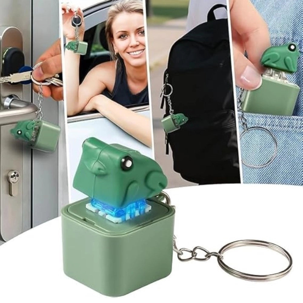 Amfyn Plastic Solid Frog Croaking Keychain (Multicolor)