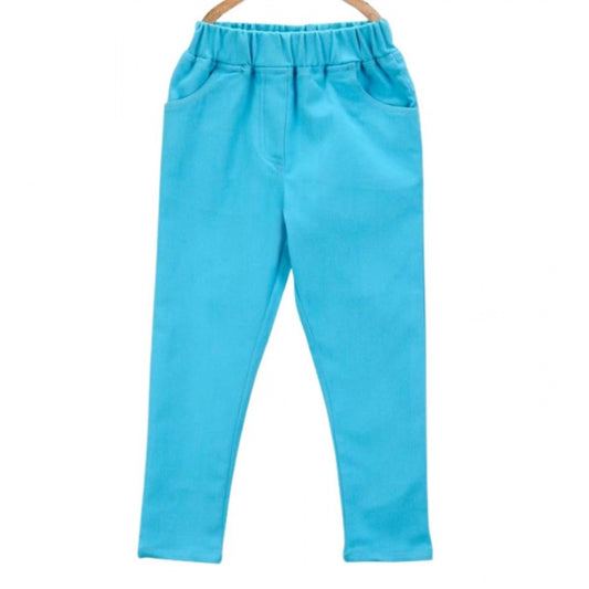 Amfyn Girl's Denim Solid Elasticated Jeggings cum Jeans (Blue)