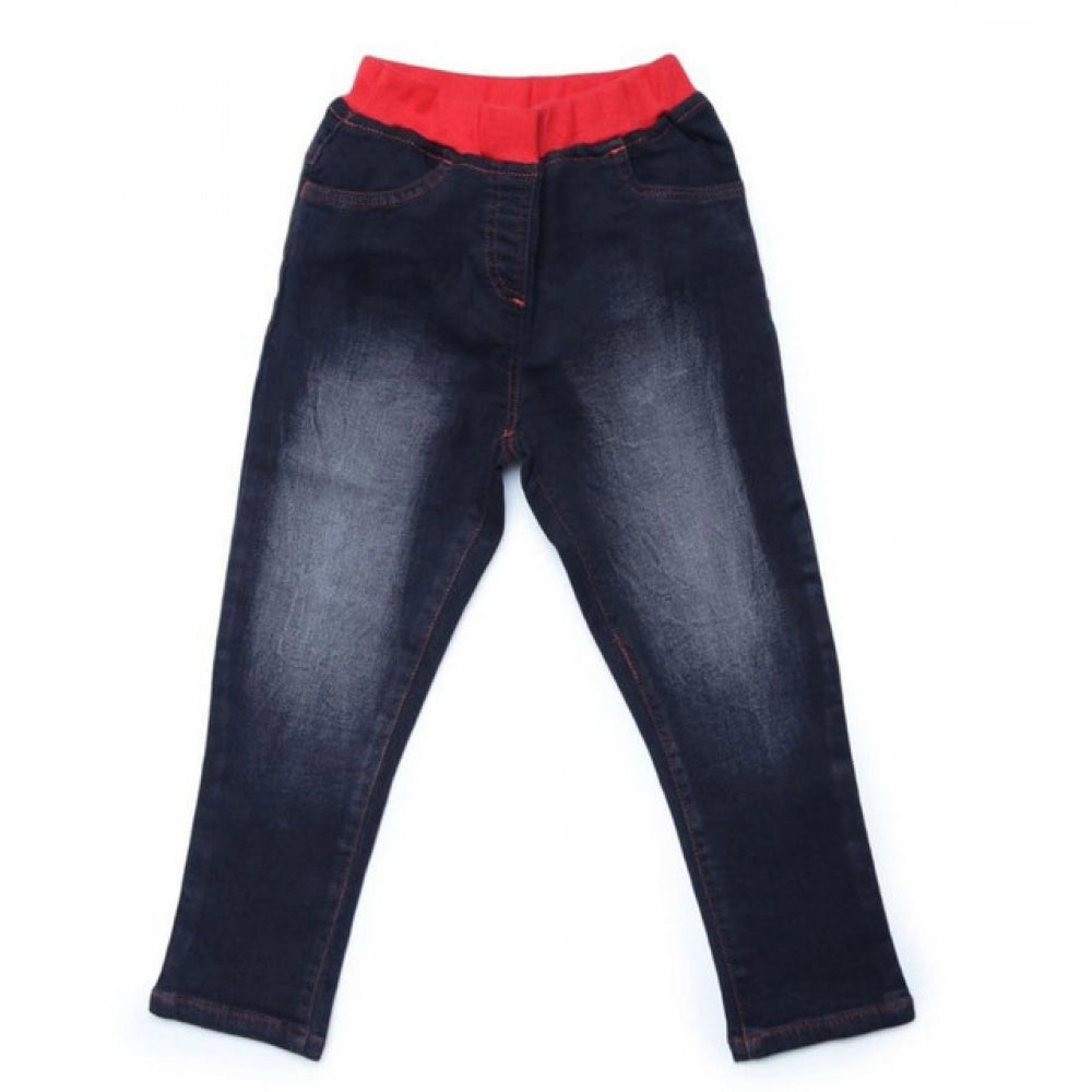 Amfyn Girl's Denim Ribbed Elasticated Jeans (Black)