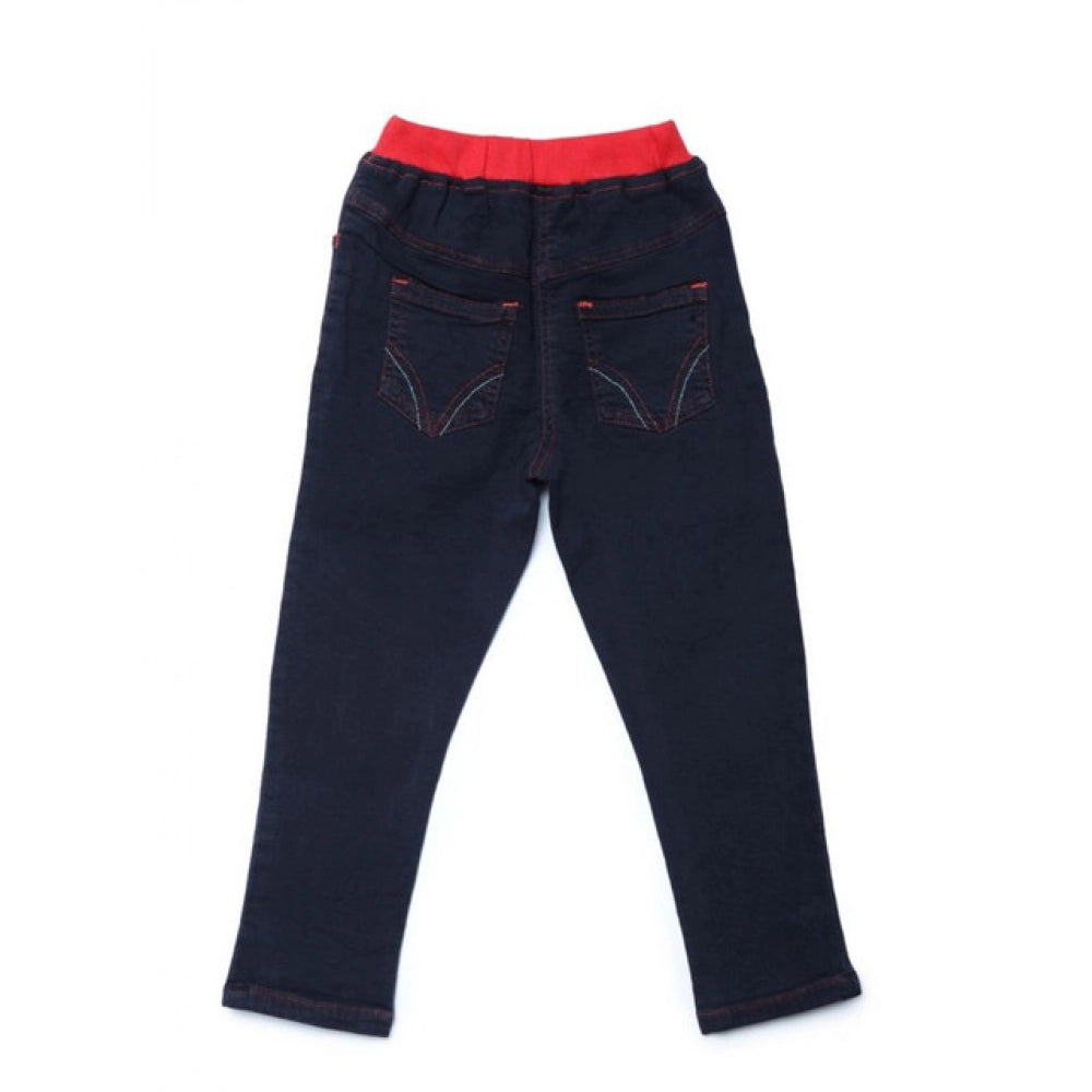 Amfyn Girl's Denim Ribbed Elasticated Jeans (Black)