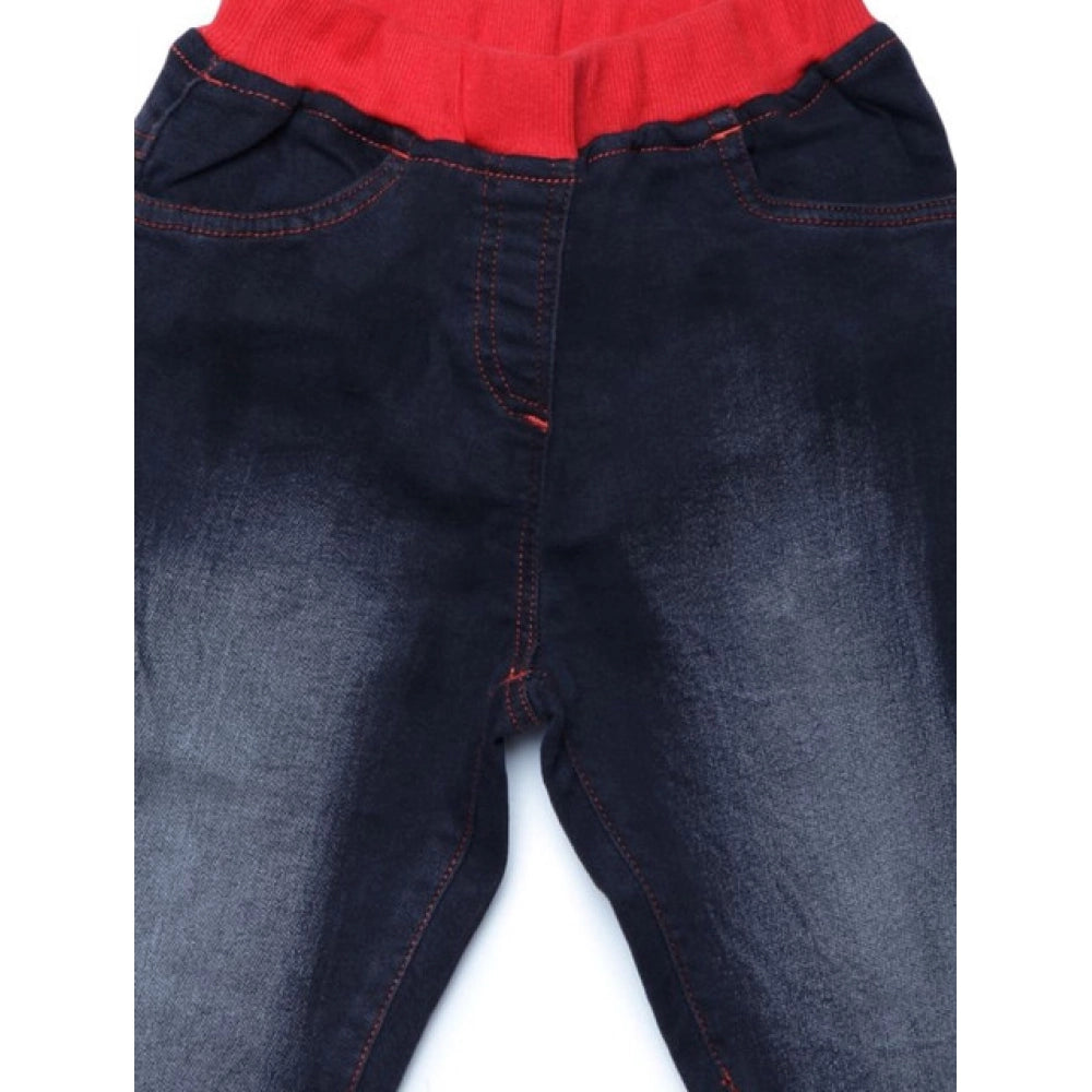 Amfyn Girl's Denim Ribbed Elasticated Jeans (Black)