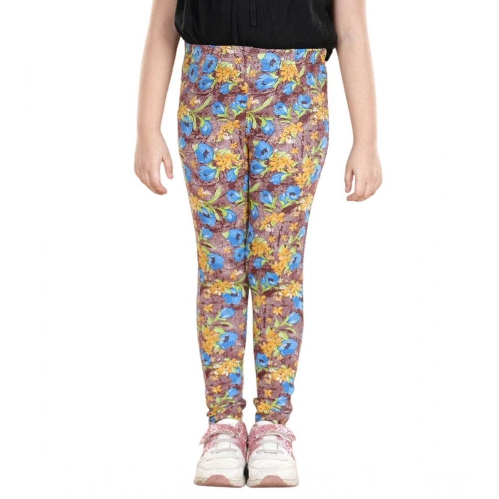 Amfyn Girl's Cotton Lycra Floral Elasticated Jeggings (Multicolor)