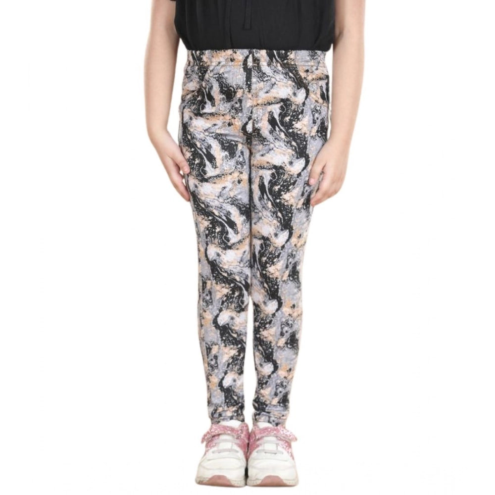 Amfyn Girl's Cotton Lycra Floral Elasticated Jeggings (Multicolor)