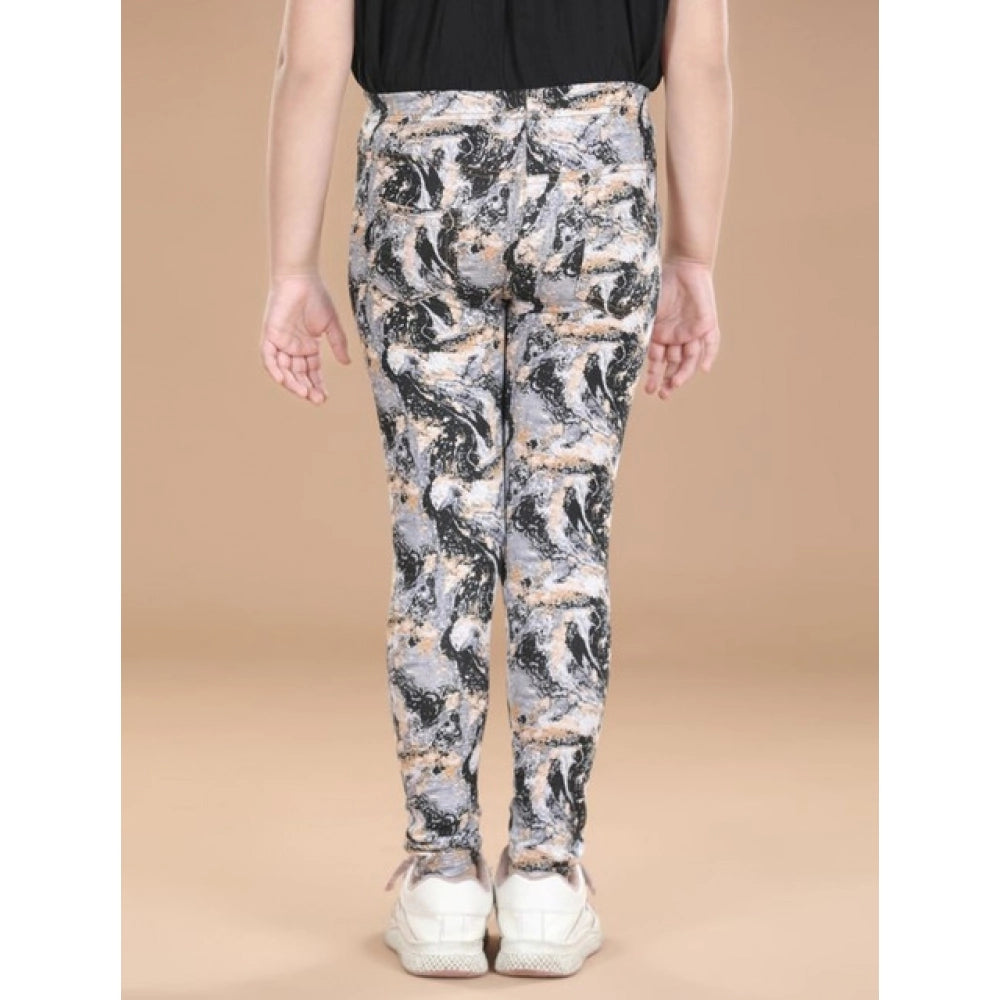 Amfyn Girl's Cotton Lycra Floral Elasticated Jeggings (Multicolor)