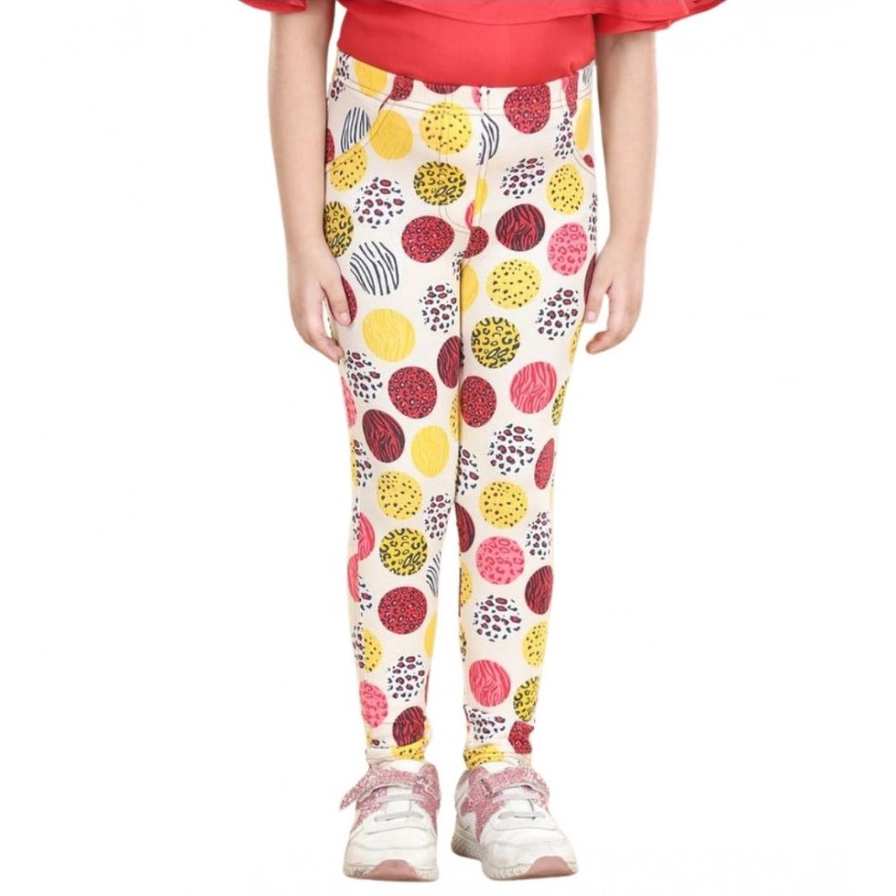 Amfyn Girl's Cotton Lycra Floral Elasticated Jeggings (Multicolor)