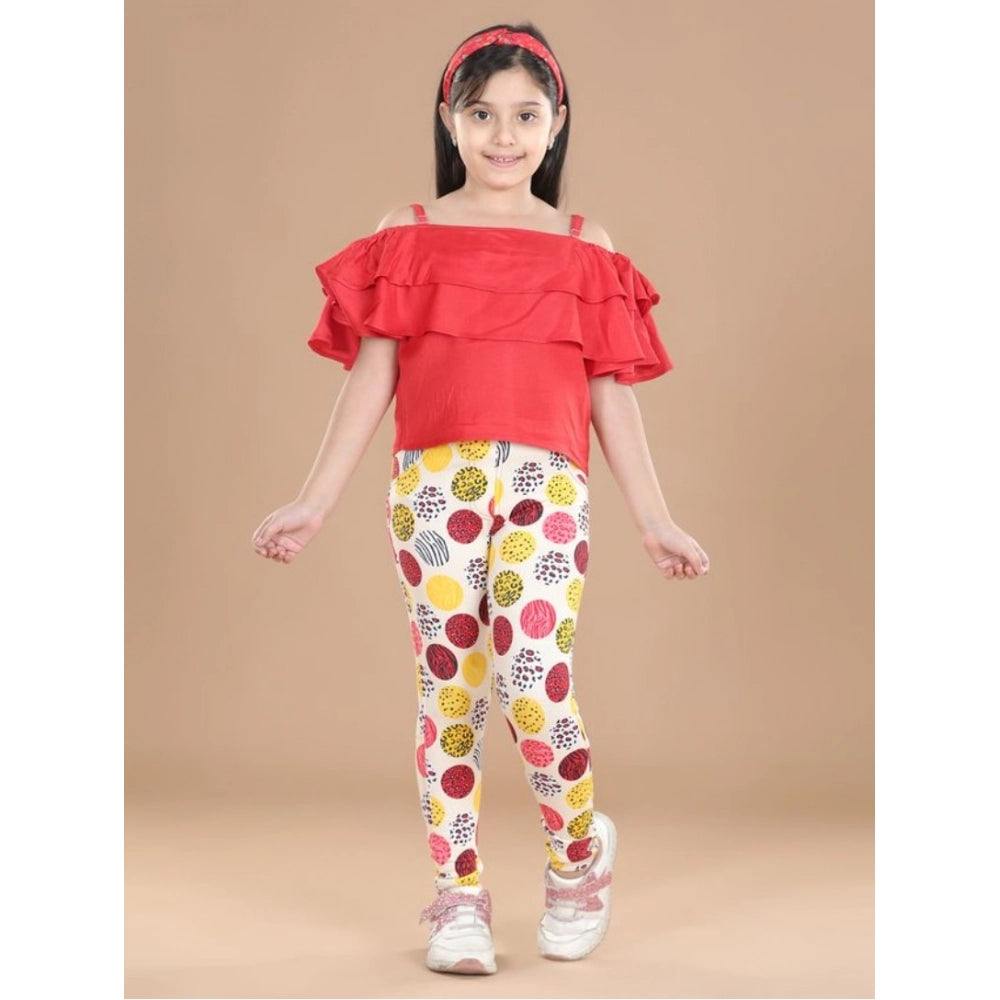 Amfyn Girl's Cotton Lycra Floral Elasticated Jeggings (Multicolor)