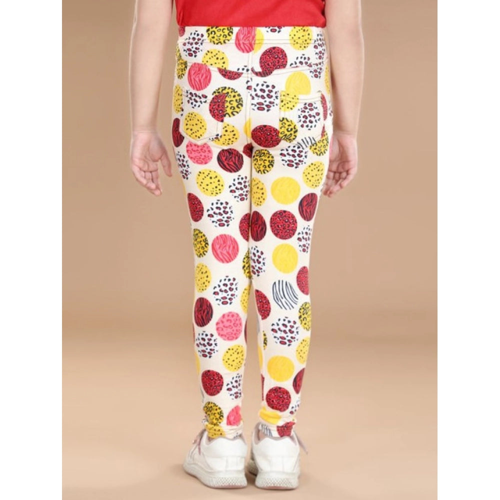 Amfyn Girl's Cotton Lycra Floral Elasticated Jeggings (Multicolor)