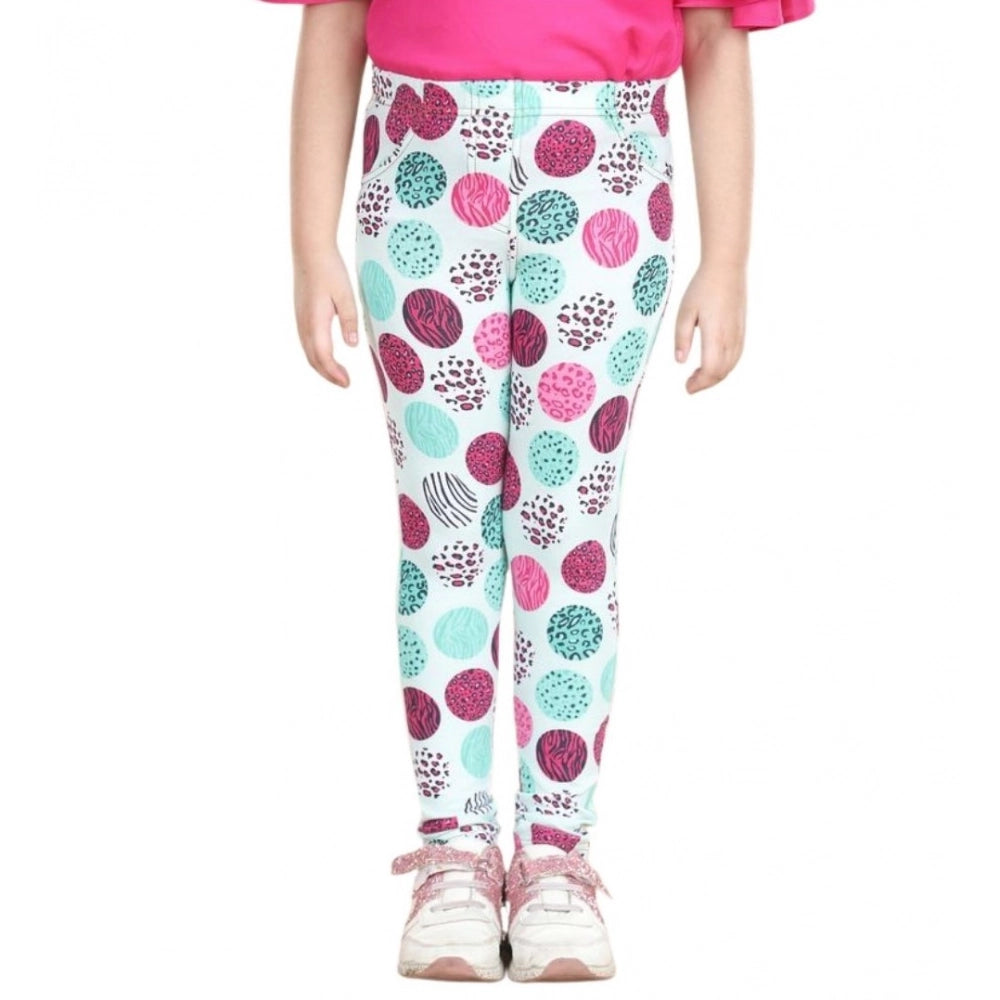 Amfyn Girl's Cotton Lycra Floral Elasticated Jeggings (Multicolor)