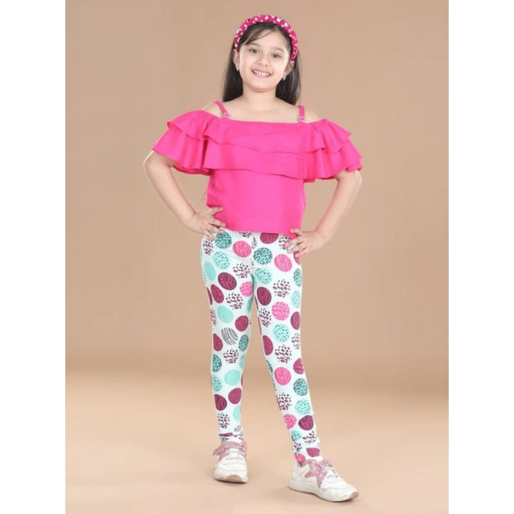 Amfyn Girl's Cotton Lycra Floral Elasticated Jeggings (Multicolor)