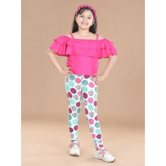 Amfyn Girl's Cotton Lycra Floral Elasticated Jeggings (Multicolor)