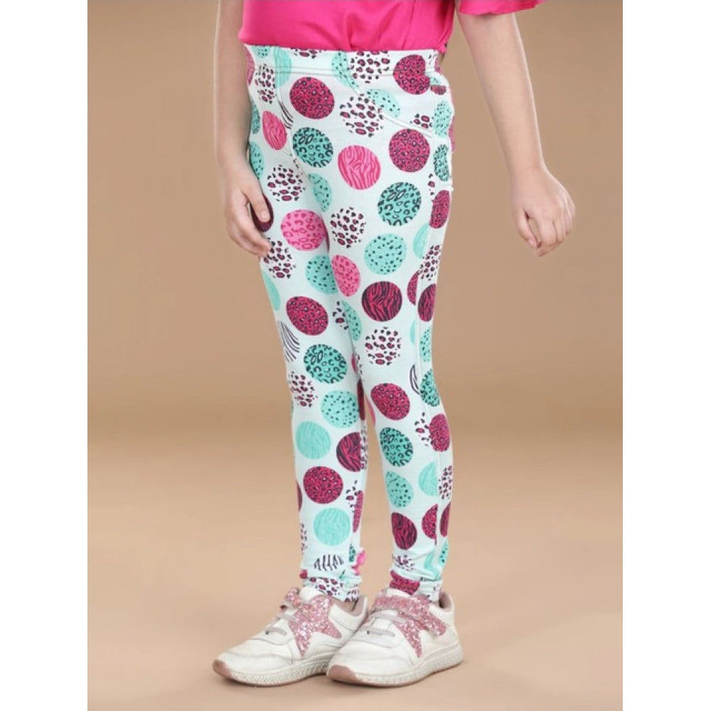 Amfyn Girl's Cotton Lycra Floral Elasticated Jeggings (Multicolor)
