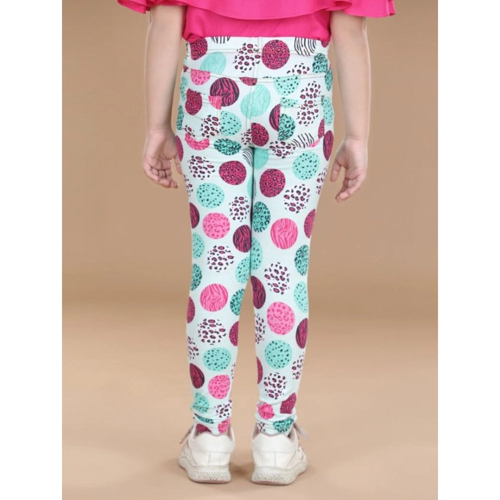 Amfyn Girl's Cotton Lycra Floral Elasticated Jeggings (Multicolor)
