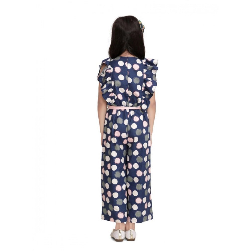 Amfyn Girl's Rayon Polka Flutter Jumpsuit (Multicolor)