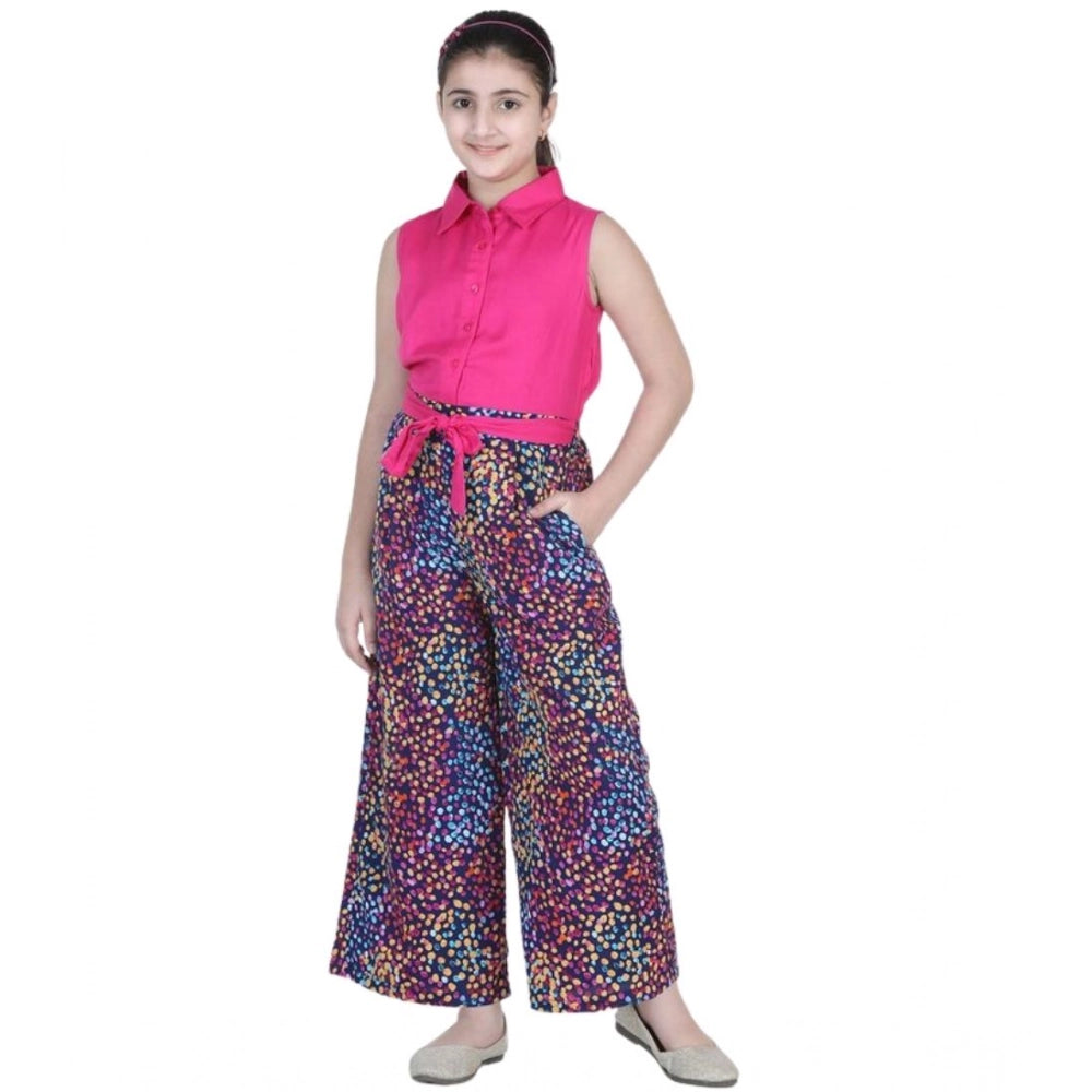 Amfyn Girl's Bodice-Rayon Colour Block Sleeveless Jumpsuit (Multicolor)