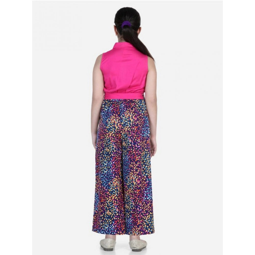 Amfyn Girl's Bodice-Rayon Colour Block Sleeveless Jumpsuit (Multicolor)