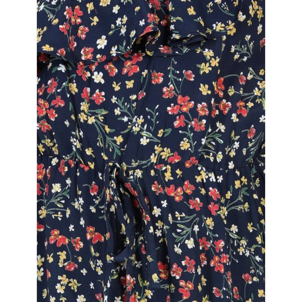 Amfyn Girl's Polyester Moss Floral Sleeveless Jumpsuit (Multicolor)