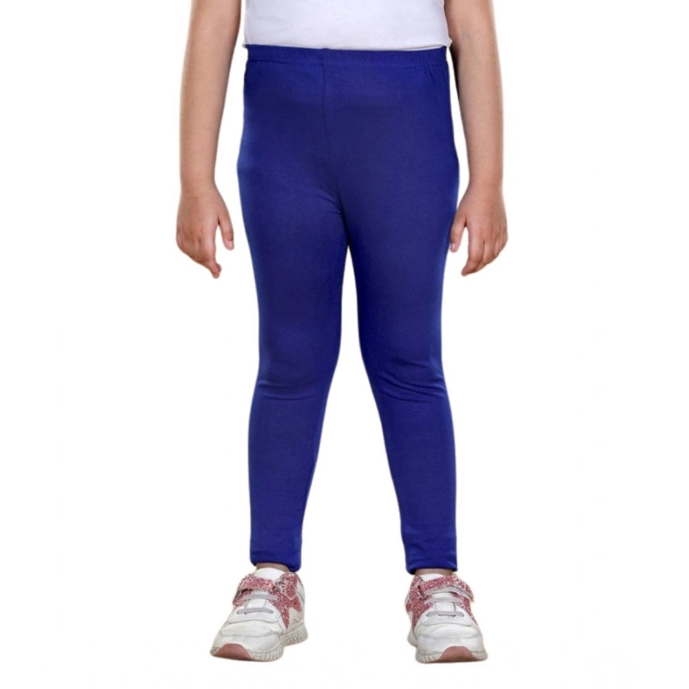 Amfyn Girl's Cotton Lycra Solid Elasticated Leggings (Blue)