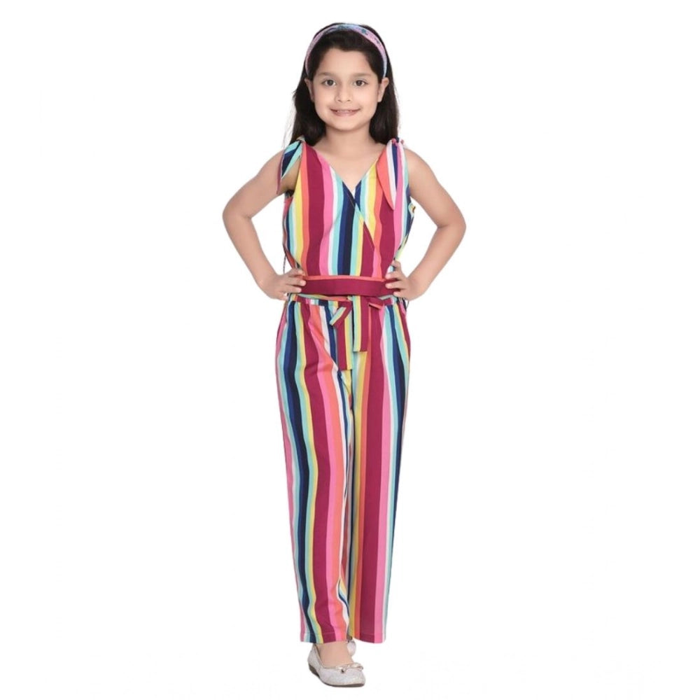 Amfyn Girl's Polyester Crepe Floral Cold Shoulder Crop Top and Pallazo Set (Multicolor)