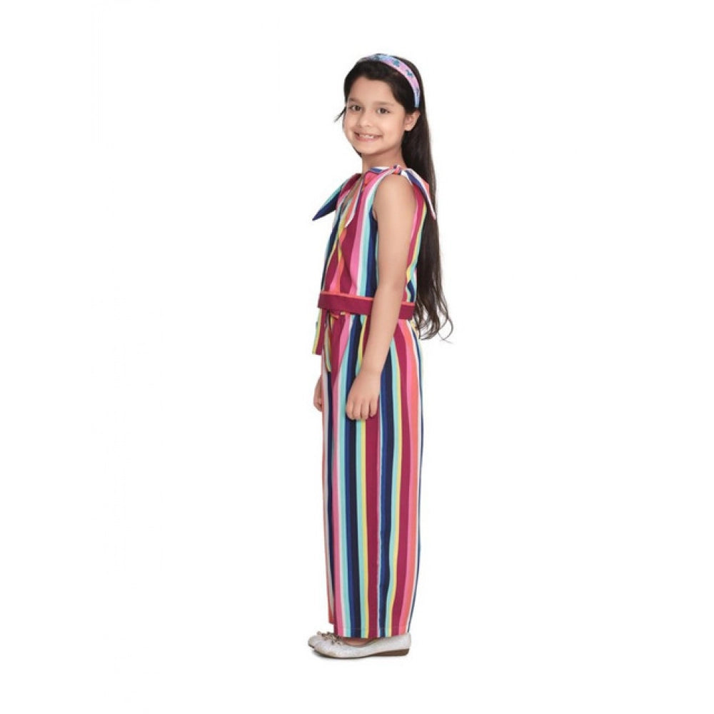 Amfyn Girl's Polyester Crepe Floral Cold Shoulder Crop Top and Pallazo Set (Multicolor)