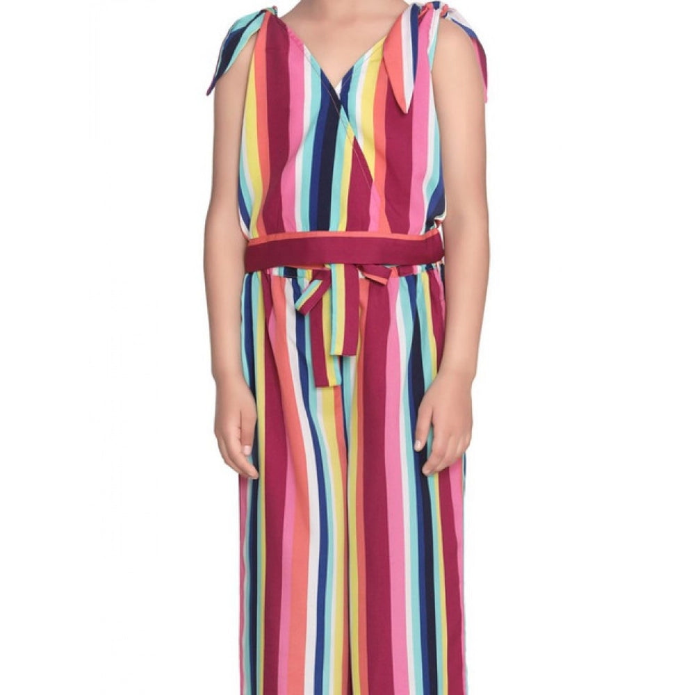 Amfyn Girl's Polyester Crepe Floral Cold Shoulder Crop Top and Pallazo Set (Multicolor)