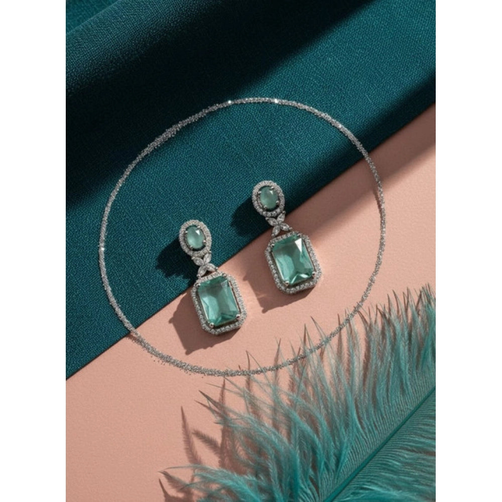 Amfyn Women's Brass Silver Plated Drop Earrings (Turquoise)