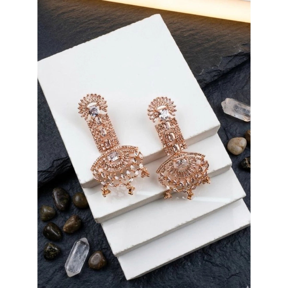 Amfyn Women's Brass Silver Plated Drop Earrings (White)