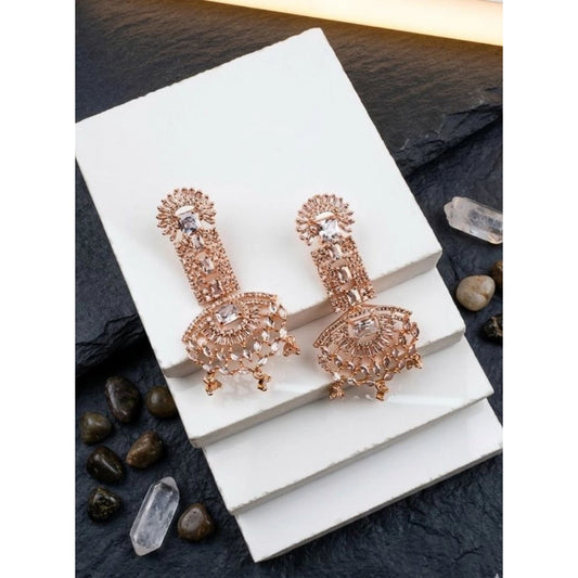 Amfyn Women's Brass Silver Plated Drop Earrings (White)