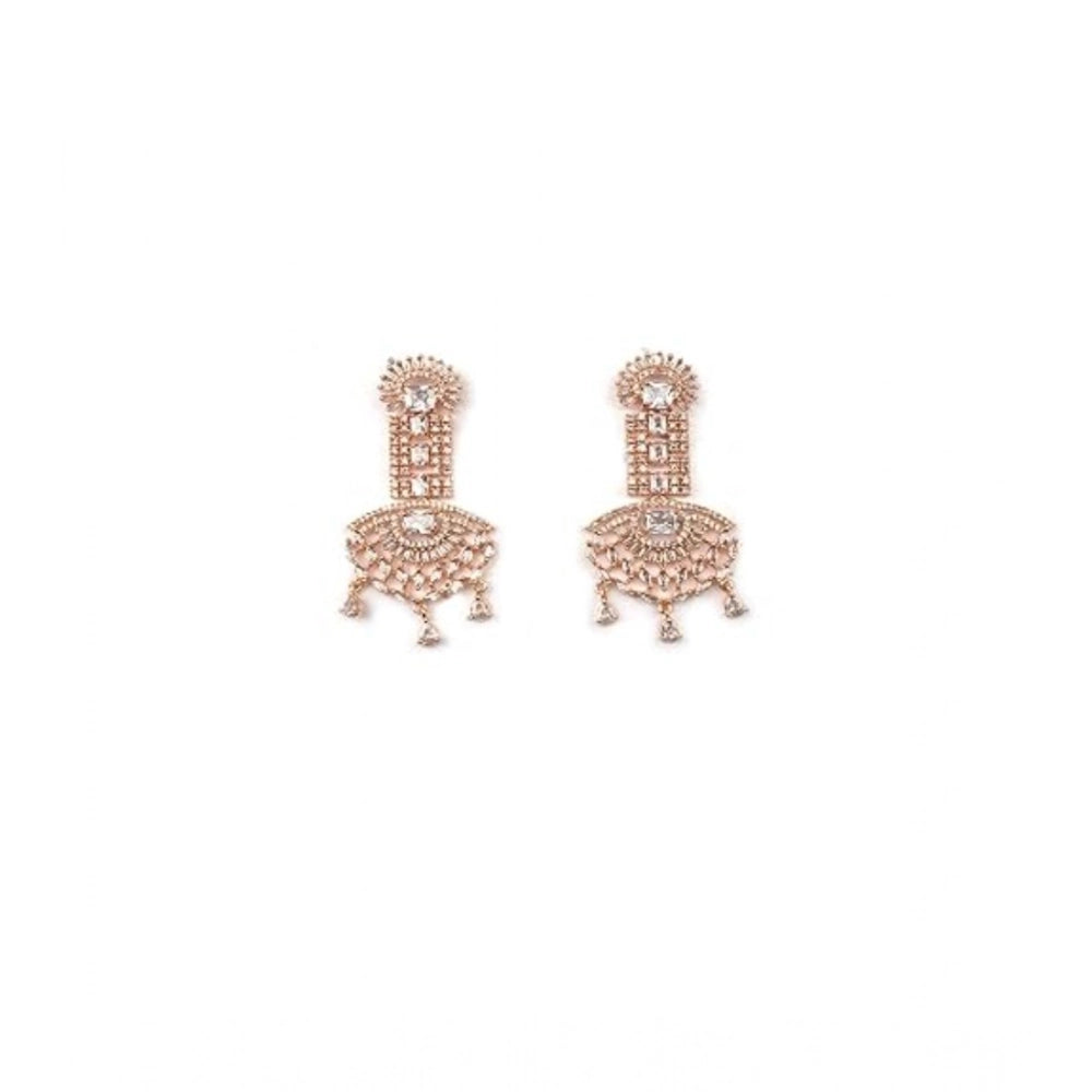 Amfyn Women's Brass Silver Plated Drop Earrings (White)