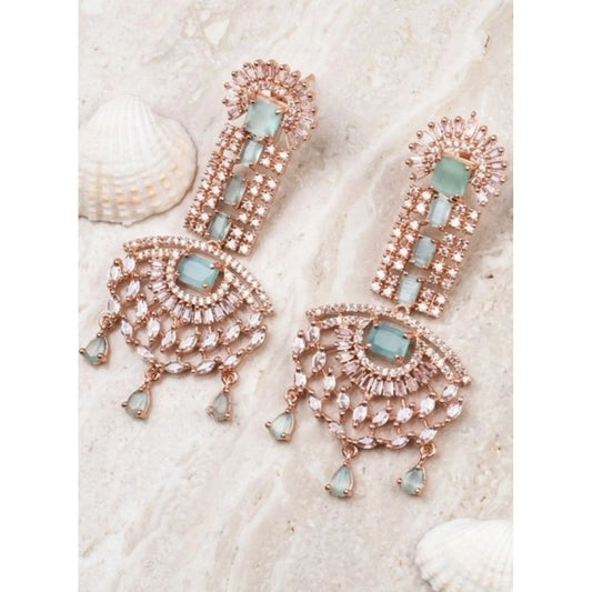 Amfyn Women's Brass Silver Plated Drop Earrings (Turquoise)
