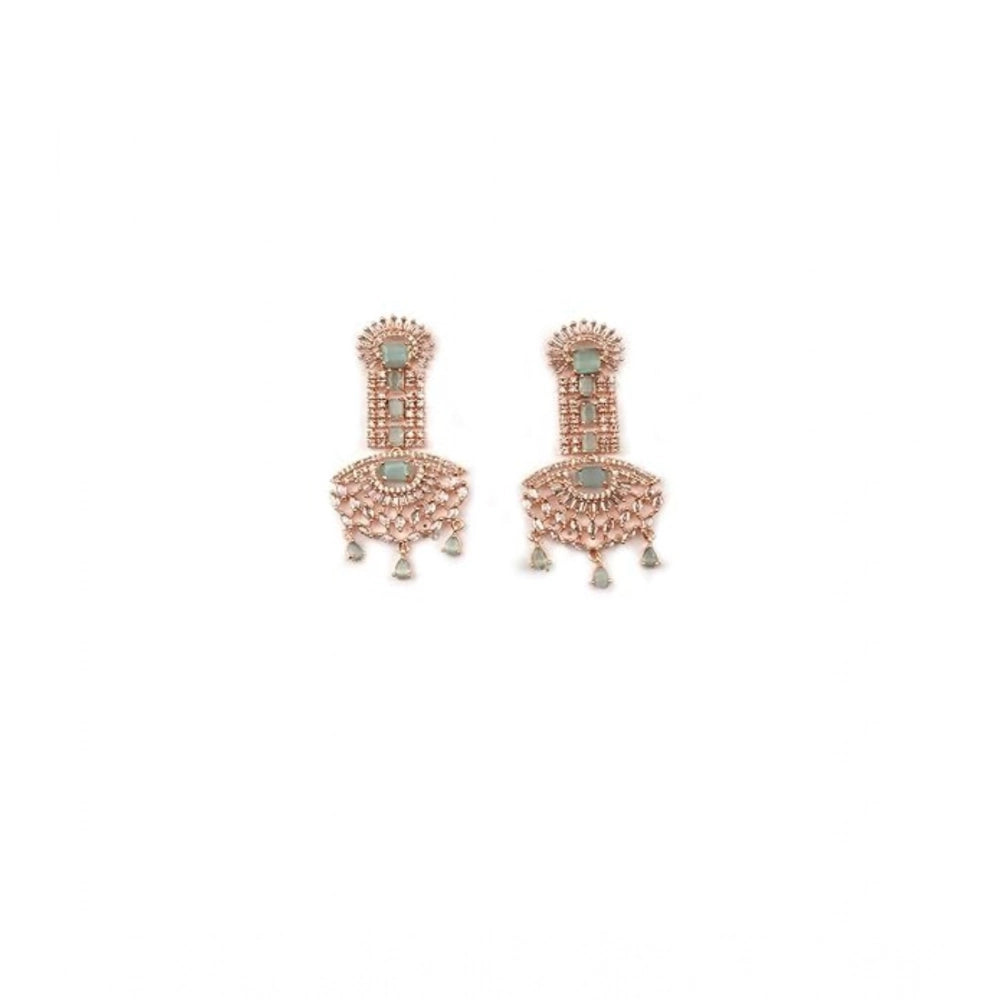 Amfyn Women's Brass Silver Plated Drop Earrings (Turquoise)
